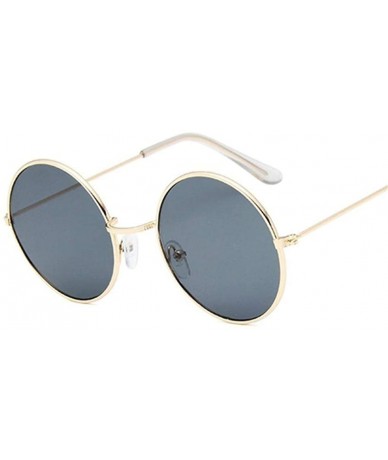 Round Retro Round Pink Sunglasses Women Brand Designer Sun Glasses For Women Alloy Mirror Female - Gold - C8190L3XDTN $46.75