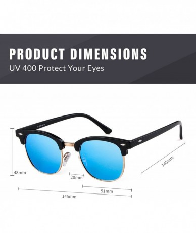 Rimless Polarized Sunglasses Women Men Classic Semi Rimless Frame Retro Sunglasses - Black&blue - CC18GMU84XE $23.06