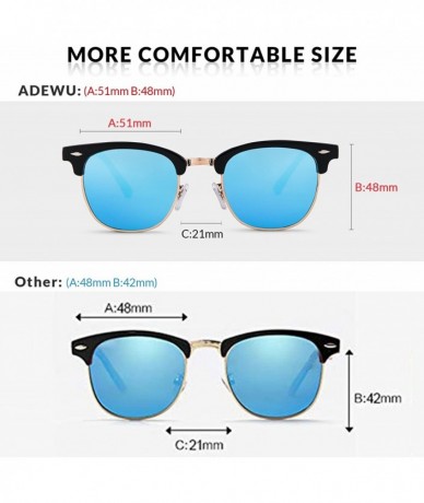 Rimless Polarized Sunglasses Women Men Classic Semi Rimless Frame Retro Sunglasses - Black&blue - CC18GMU84XE $23.06