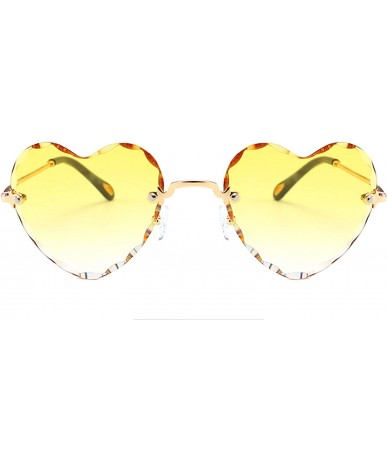 Oval Vintage style Heart Sunglasses for Women metal PC UV 400 Protection Sunglasses - Yellow - C518SYQYYA6 $38.11