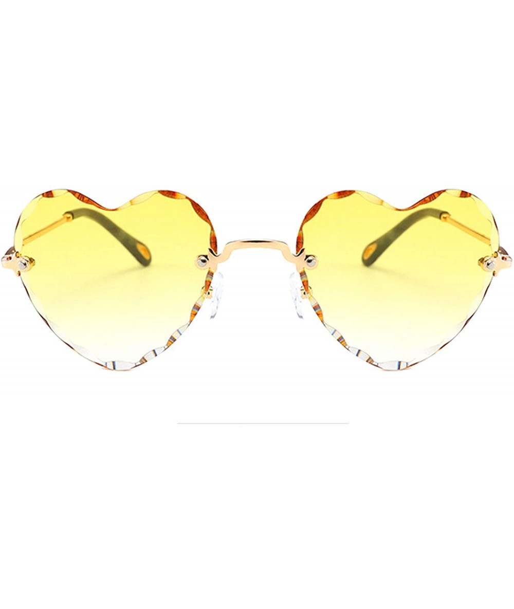 Oval Vintage style Heart Sunglasses for Women metal PC UV 400 Protection Sunglasses - Yellow - C518SYQYYA6 $38.11