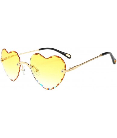 Oval Vintage style Heart Sunglasses for Women metal PC UV 400 Protection Sunglasses - Yellow - C518SYQYYA6 $38.11