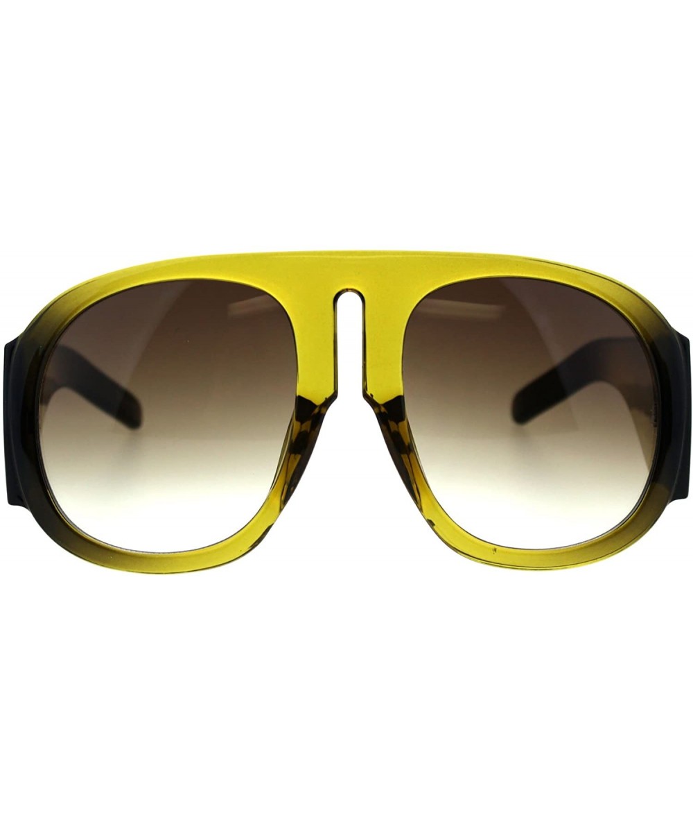 Sport Oversize Thick Temple Sport Racer Mobster Sunglasses - Green Brown - CO18G7S5NM0 $23.15