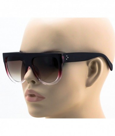 Oversized Vintage Shadow Designer Flat Top Aviator Oversize Women Gradient Sunglasses - Dark Red - White - CN1864YIH2T $17.28