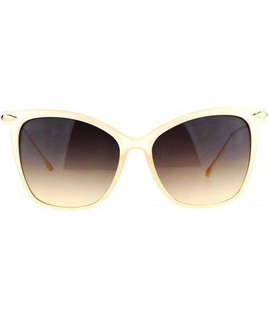 Oversized Womens Oversize Cat Eye Designer Fashion Metal Arm Sunglasses - Beige - CL12K07RIEP $17.80