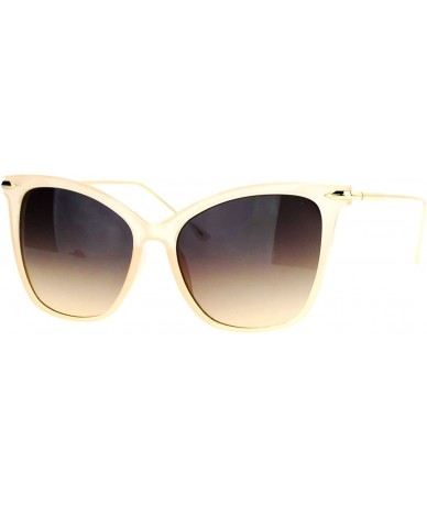 Oversized Womens Oversize Cat Eye Designer Fashion Metal Arm Sunglasses - Beige - CL12K07RIEP $17.80