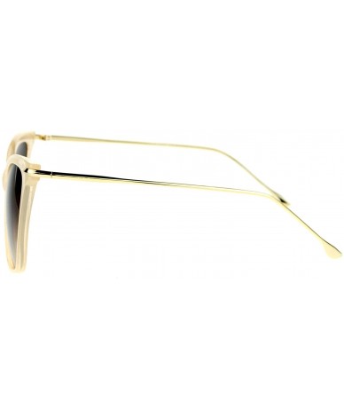 Oversized Womens Oversize Cat Eye Designer Fashion Metal Arm Sunglasses - Beige - CL12K07RIEP $17.80