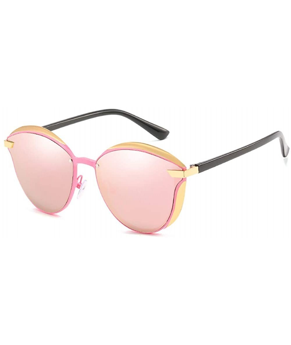 Rectangular Polarized Cat Eye Sunglasses-Thicken Round Goggle-Vintage Classic Sun Glasses - D - C2190OMQE7Z $62.58