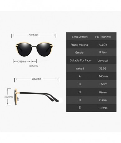 Rectangular Polarized Cat Eye Sunglasses-Thicken Round Goggle-Vintage Classic Sun Glasses - D - C2190OMQE7Z $62.58