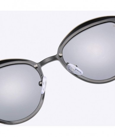 Rectangular Polarized Cat Eye Sunglasses-Thicken Round Goggle-Vintage Classic Sun Glasses - D - C2190OMQE7Z $62.58