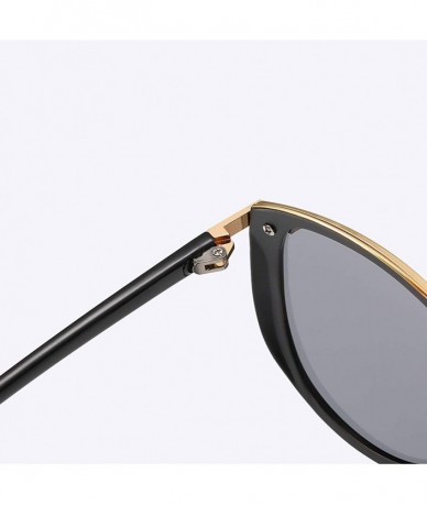 Rectangular Polarized Cat Eye Sunglasses-Thicken Round Goggle-Vintage Classic Sun Glasses - D - C2190OMQE7Z $62.58