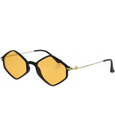 Rectangular Mens Trendy Retro Hippie Color Lens Diamond Shape Sunglasses - Black Orange - CJ18GGLSXES $23.81