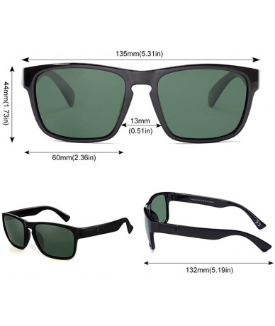 Square Polarized Sunglasses Anti Glare Blocking - Black&green - CI198KTQG8N $32.96