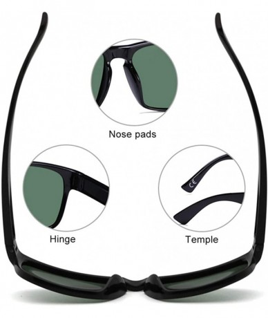 Square Polarized Sunglasses Anti Glare Blocking - Black&green - CI198KTQG8N $32.96