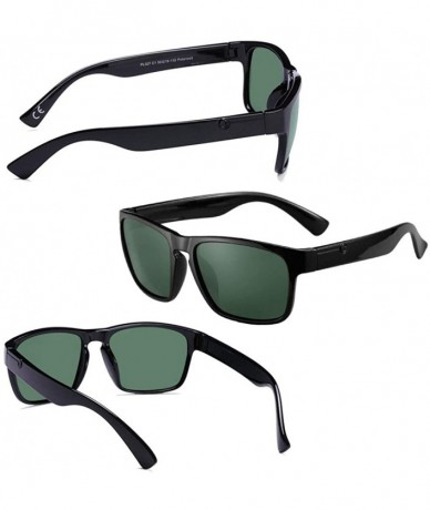 Square Polarized Sunglasses Anti Glare Blocking - Black&green - CI198KTQG8N $32.96