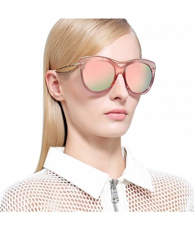 Round Vintage Polarized Sunglasses for Women with UV400 Protection Round Lens - Cateye Pink - CU18Q8N04HT $27.48