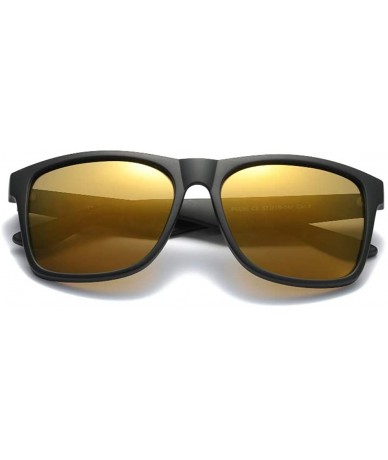 Sport Hd Polarized UV400 Vintage Men Sunglasses Retro Rectangular Ultralight Glasses - Reflective Brown - CR18OX0D7GK $29.59