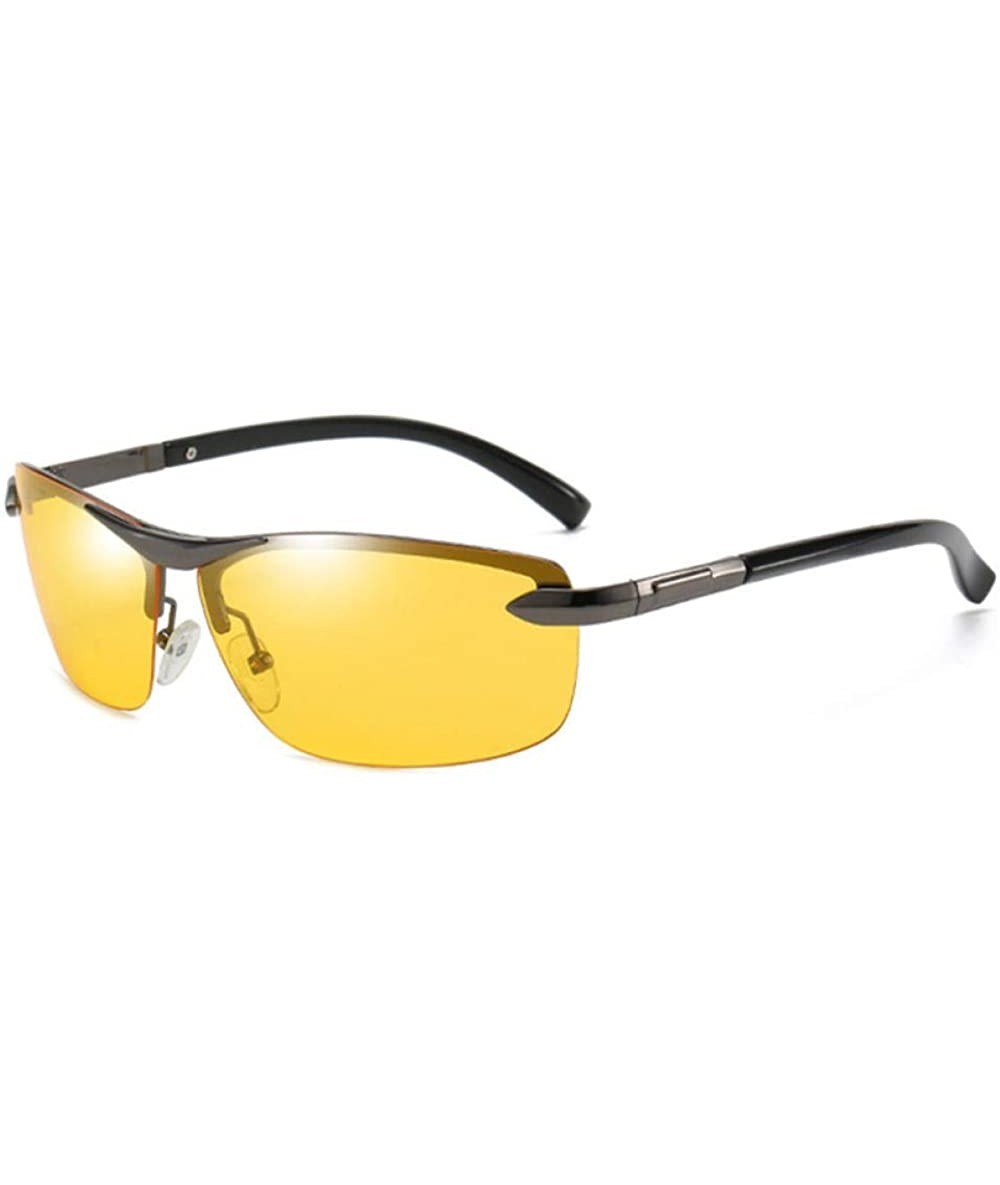 Oval Polarized Sunglasses Photochromic Goggles Black frame_Night - CY190N5YIUK $57.80