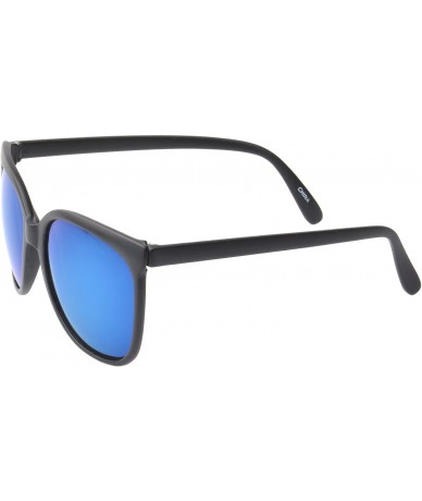 Wayfarer Large Women Retro Square Sunglasses Sporty Reflective Lens UV400 - Blue - CC11NUXS021 $18.87