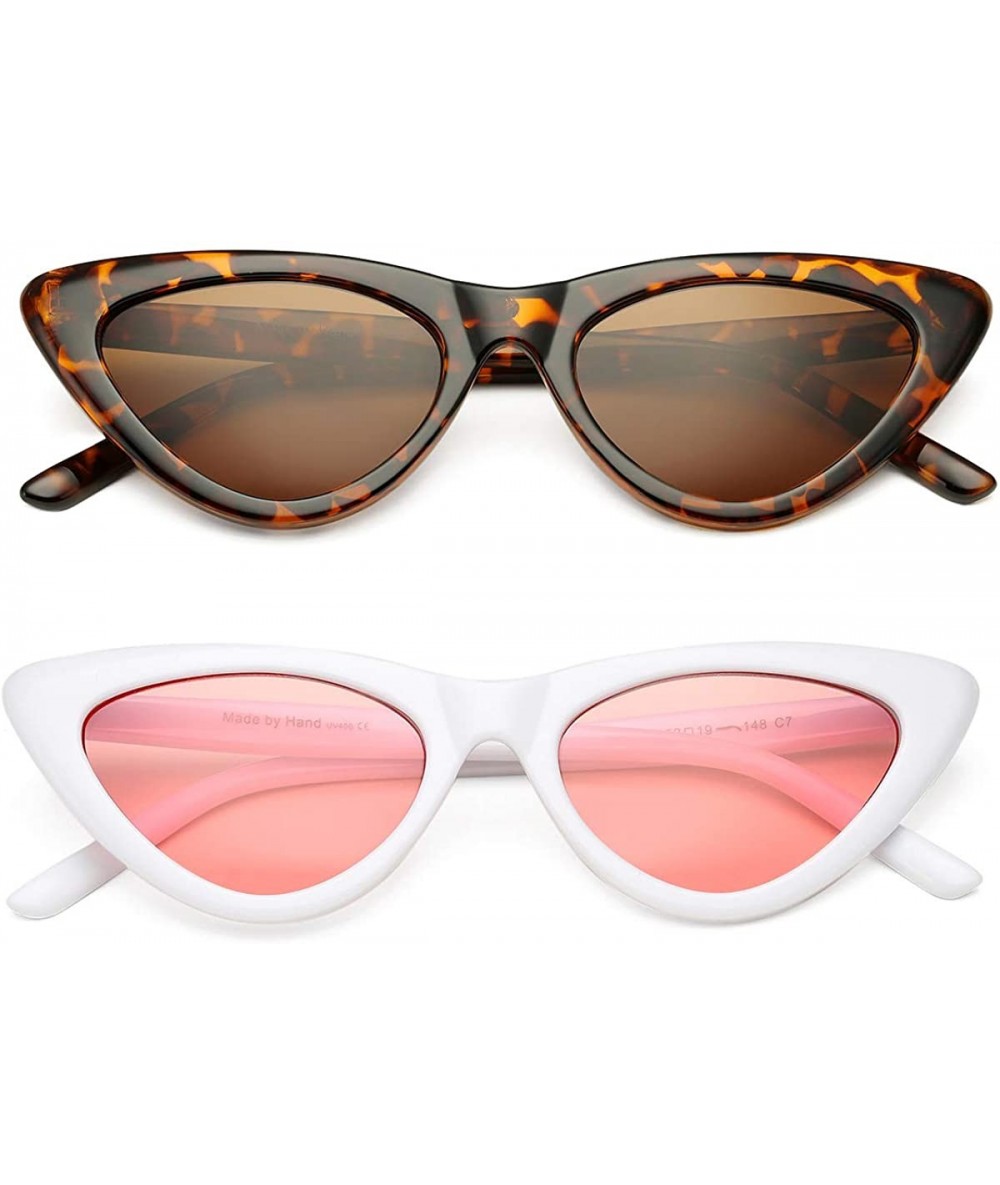 Sport Retro Vintage Cat Eye Sunglasses for women Clout Goggles Composite Frame - Leopard+pink - CM18YM23LE0 $31.51