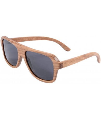 Oversized Wooden Sunglasses Oversized Retro Eyeglasses Wood Frame Polarized with Case- Z6043 (zebra- smoke) - C4126QOE7UJ $74.98