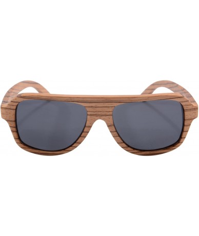 Oversized Wooden Sunglasses Oversized Retro Eyeglasses Wood Frame Polarized with Case- Z6043 (zebra- smoke) - C4126QOE7UJ $74.98