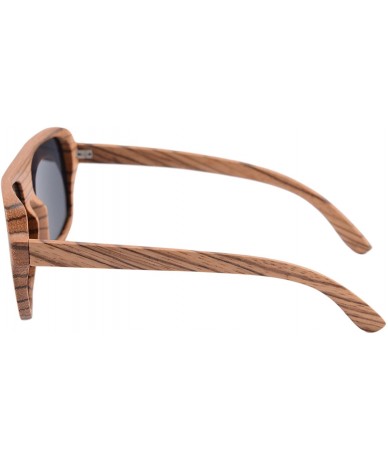 Oversized Wooden Sunglasses Oversized Retro Eyeglasses Wood Frame Polarized with Case- Z6043 (zebra- smoke) - C4126QOE7UJ $74.98