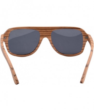 Oversized Wooden Sunglasses Oversized Retro Eyeglasses Wood Frame Polarized with Case- Z6043 (zebra- smoke) - C4126QOE7UJ $74.98