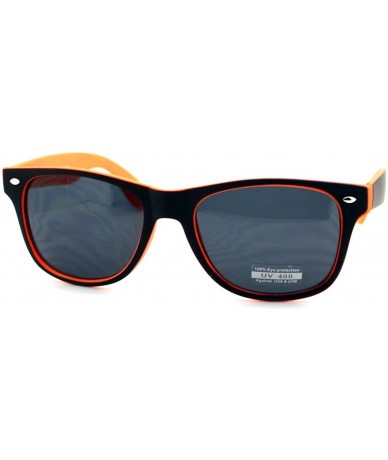 Square Unisex Classic Square Sunglasses Soft Matted Spring Hinge Frame - Black Orange - CR11WNTOIJR $18.01