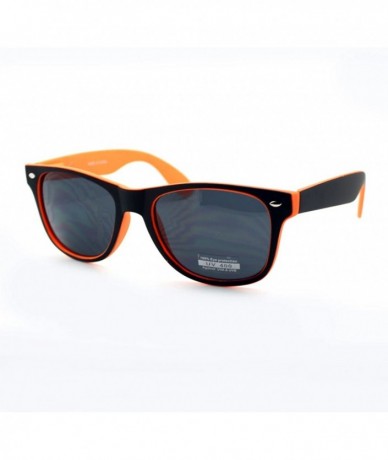 Square Unisex Classic Square Sunglasses Soft Matted Spring Hinge Frame - Black Orange - CR11WNTOIJR $18.01