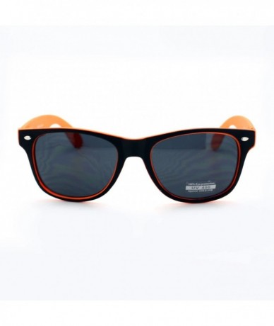 Square Unisex Classic Square Sunglasses Soft Matted Spring Hinge Frame - Black Orange - CR11WNTOIJR $18.01