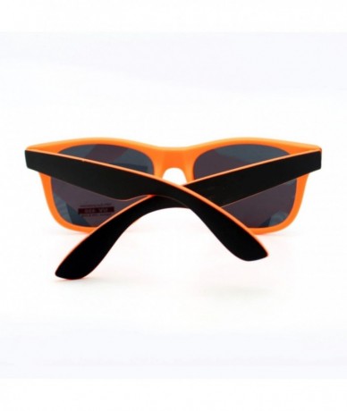 Square Unisex Classic Square Sunglasses Soft Matted Spring Hinge Frame - Black Orange - CR11WNTOIJR $18.01