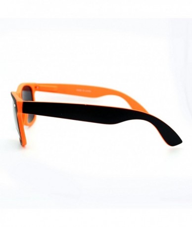 Square Unisex Classic Square Sunglasses Soft Matted Spring Hinge Frame - Black Orange - CR11WNTOIJR $18.01