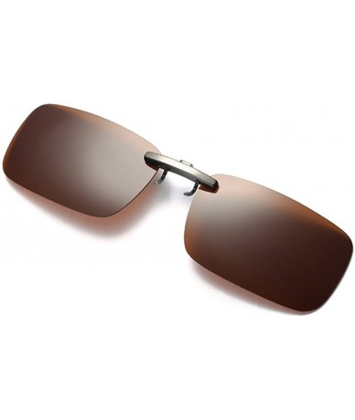 Rimless Clip on Sunglasses Men Accessories Women Polarized Night Vision Glasses - Coffee - C018E9UDIZ2 $18.15