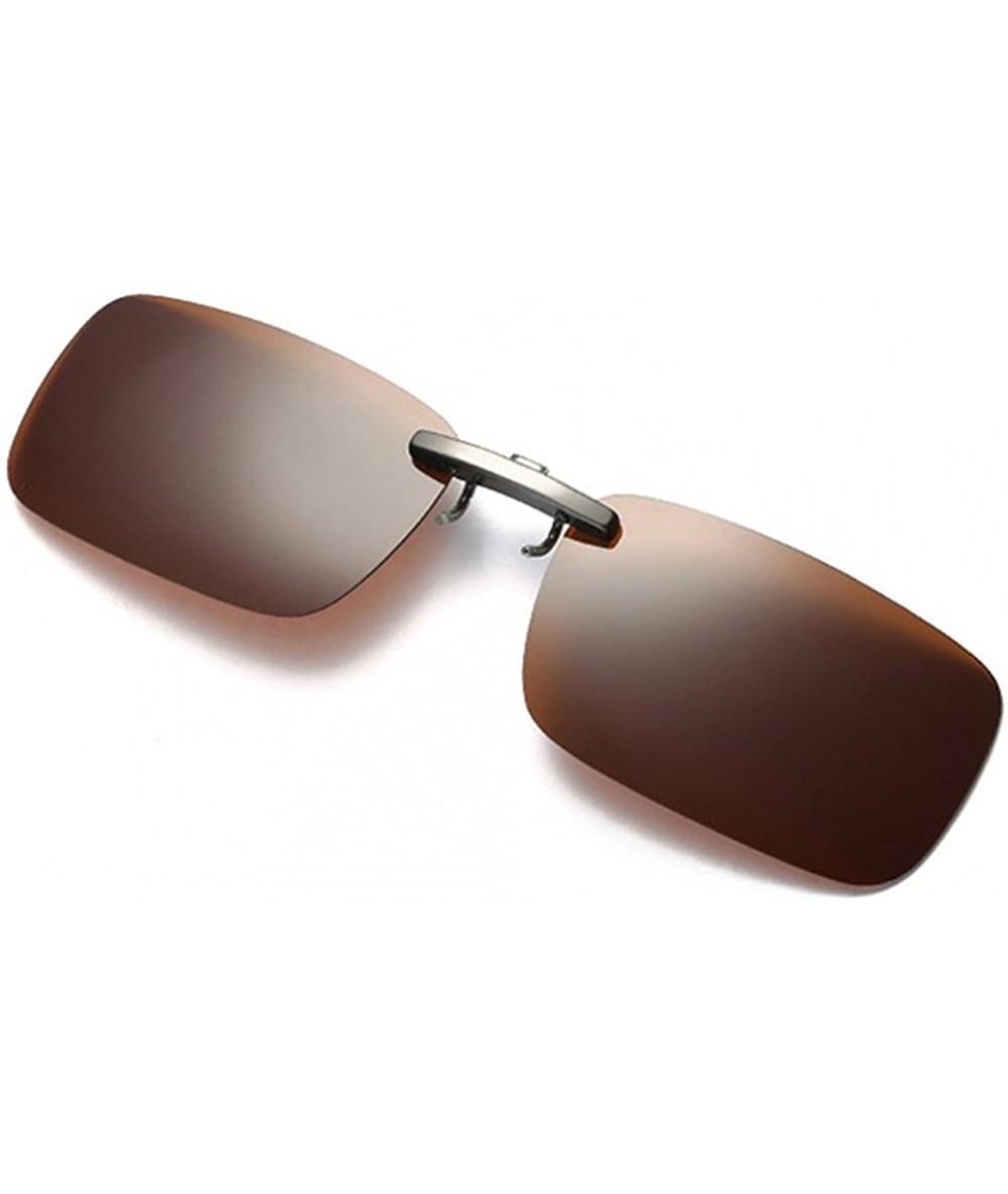 Rimless Clip on Sunglasses Men Accessories Women Polarized Night Vision Glasses - Coffee - C018E9UDIZ2 $18.15