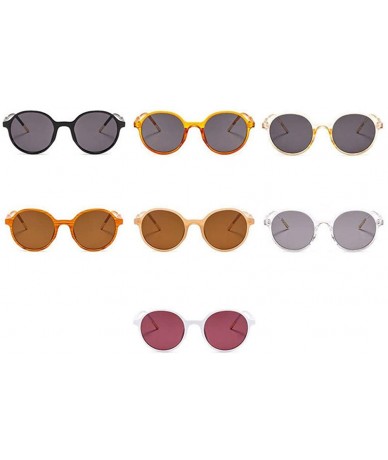 Round Women Fashion Eyewear Round Beach Sunglasses with Case UV400 Protection - Orange Strip Frame/Brown Lens - C518WM29HAY $...