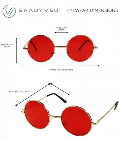 Aviator Retro John Lennon Style Sunglasses Round Colorful Tint Groovy Hippie Wire Shades - Gold Frame / Red Lens - CR18CAL24H...