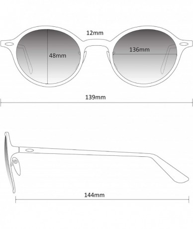 Round Premium Round Full Mirror Flat Lens Round Retro Sunglasses - Clear Frame / Blue Temples / Mirror Blue Lens - C118GRUS0G...