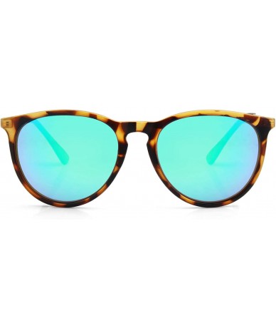 Round Round Polarized Sunglasses for Women Vintage Brand Designer Style Sun Glasses - Tortoise Frame/Green Mirrored - CR19202...