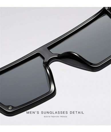 Oversized Men Women Fashion Lady Square Frame Flat Top Mirror UV400 Sunglasses for Male and Female Driving 5121 - Silver - C2...