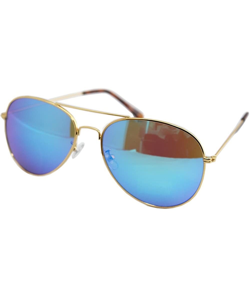 Aviator Men's UV Cut Teardrop Type Sunglasses - Gold/Blue Mirror - CE126APQEK9 $18.13