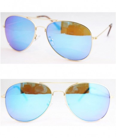 Aviator Men's UV Cut Teardrop Type Sunglasses - Gold/Blue Mirror - CE126APQEK9 $18.13