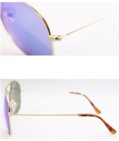 Aviator Men's UV Cut Teardrop Type Sunglasses - Gold/Blue Mirror - CE126APQEK9 $18.13