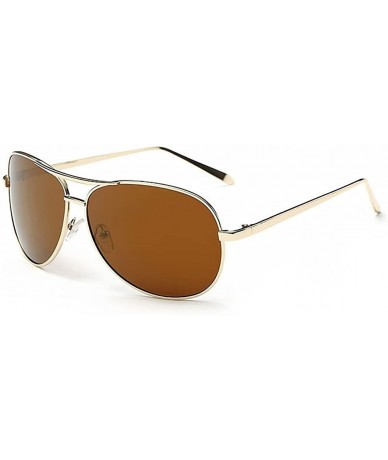 Aviator Women's Classic Mirror Lens Polarized Aviator Sunglasses Metal Frame 61mm - Gold/Brown - CF12EEU2KN3 $24.29