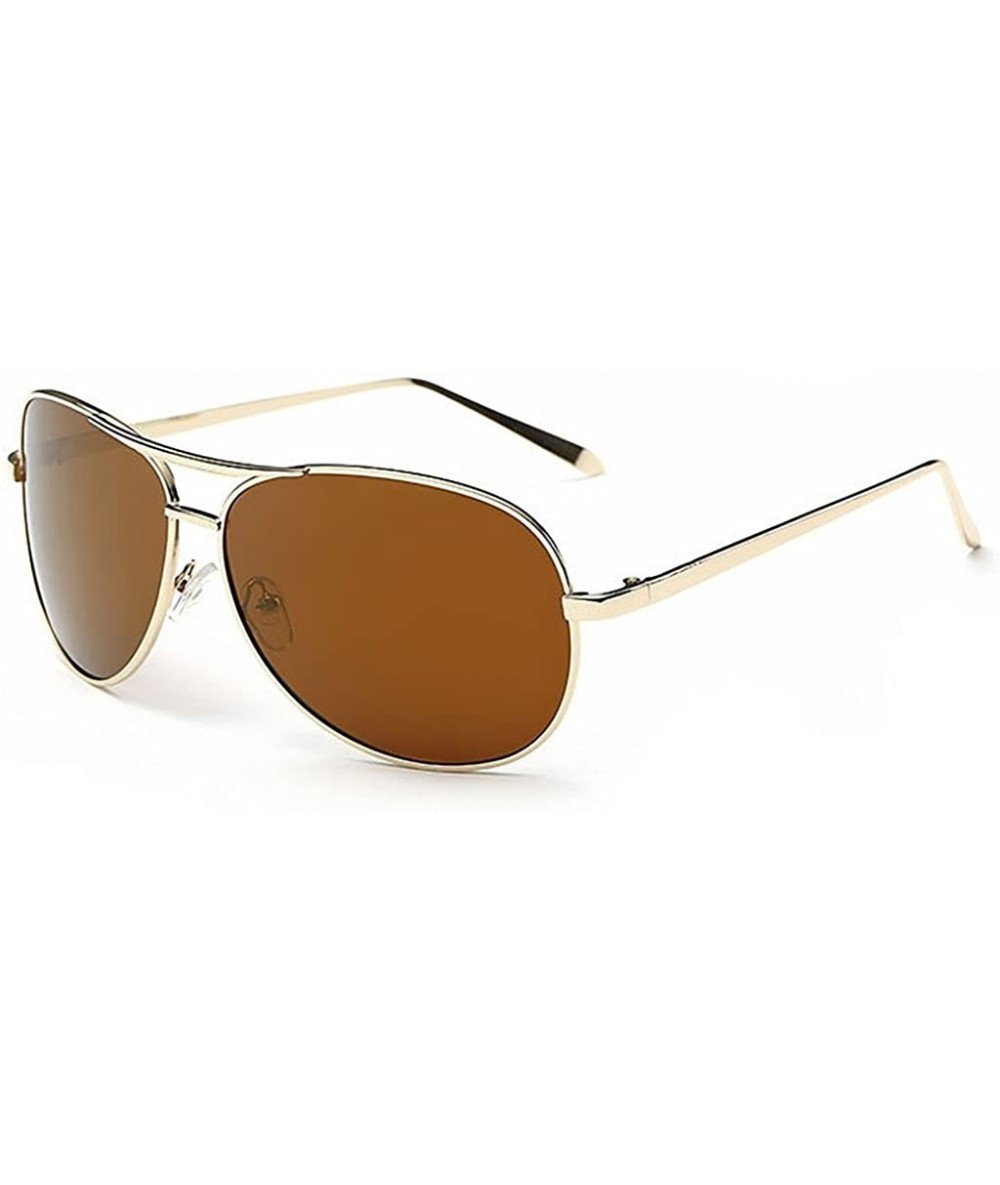 Aviator Women's Classic Mirror Lens Polarized Aviator Sunglasses Metal Frame 61mm - Gold/Brown - CF12EEU2KN3 $24.29