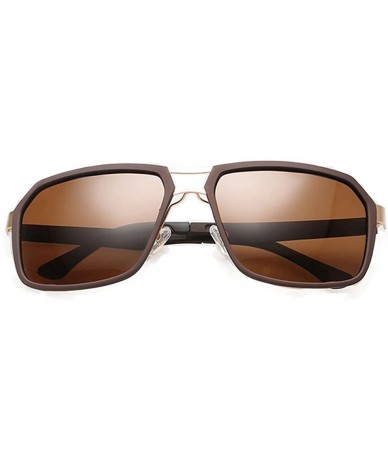 Rectangular Young Man Cool Sunglasses Big Metal Frame Mirrored Lens FBI Style - Black/Brown - CV11ZBUGITN $27.10