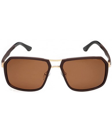 Rectangular Young Man Cool Sunglasses Big Metal Frame Mirrored Lens FBI Style - Black/Brown - CV11ZBUGITN $27.10