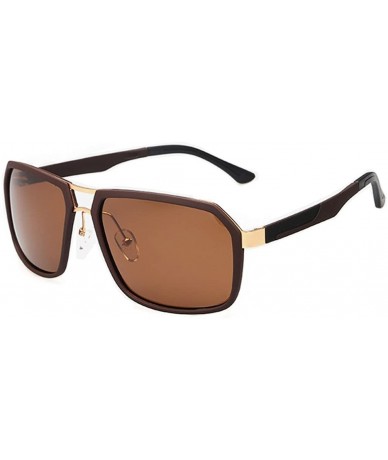 Rectangular Young Man Cool Sunglasses Big Metal Frame Mirrored Lens FBI Style - Black/Brown - CV11ZBUGITN $27.10