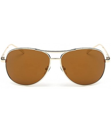 Aviator Women's Classic Mirror Lens Polarized Aviator Sunglasses Metal Frame 61mm - Gold/Brown - CF12EEU2KN3 $24.29