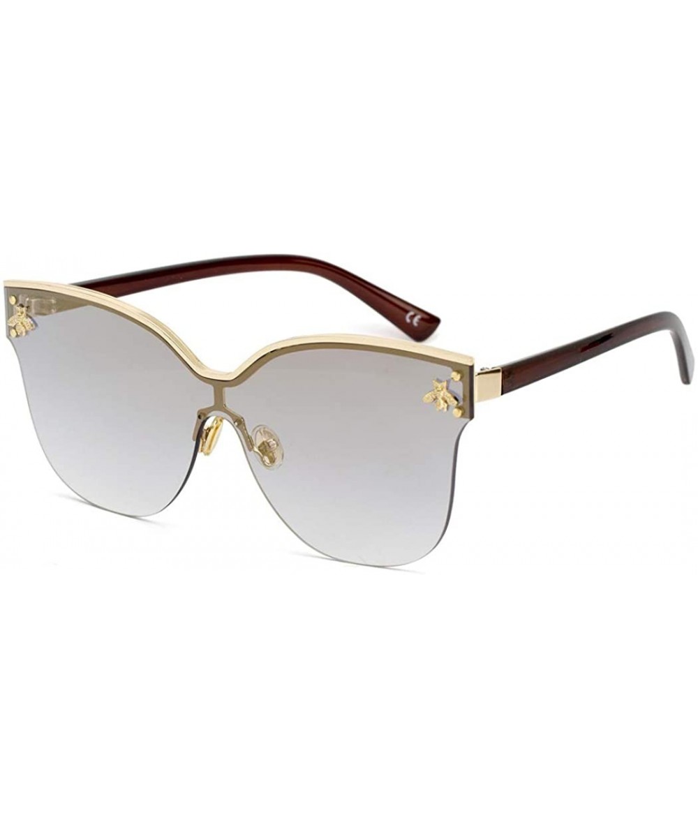 Aviator Fashion big frame one-piece sunglasses- PC lens metal frame trend sunglasses - A - CI18S9RUHDW $82.01